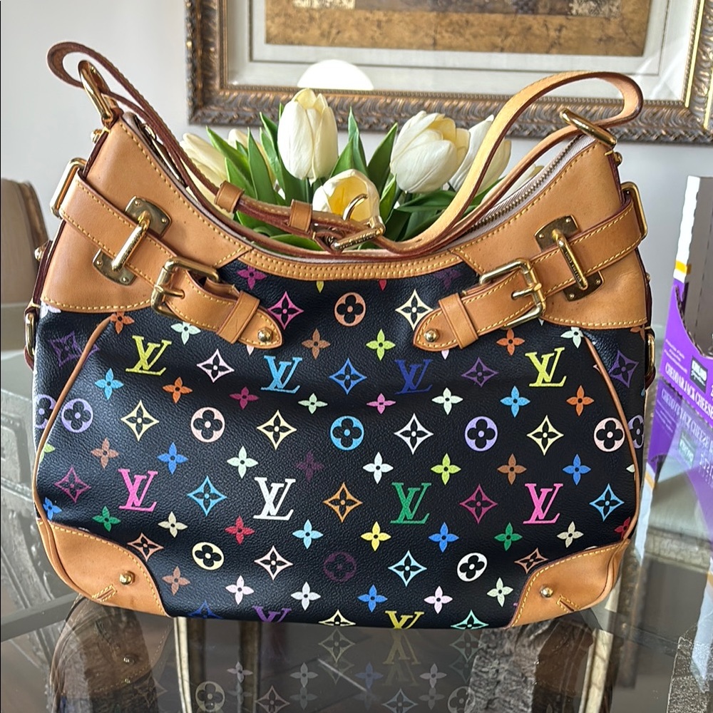 Louis Vuitton Takashi Murakami Greta Multicolor Noir Monogram Shoulder bag